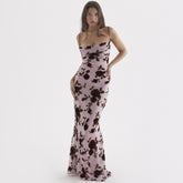 Rückenfreies Maxikleid mit Schnürung und Jami Rose-Print